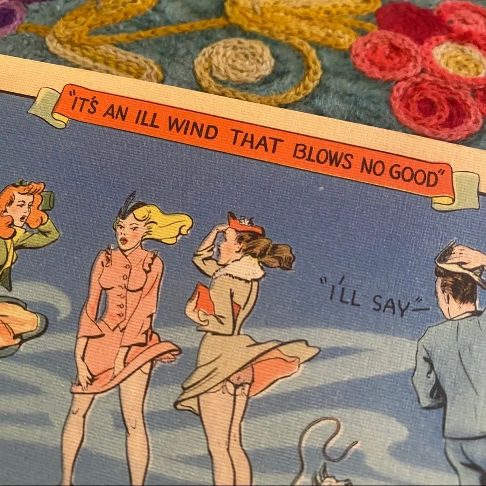 Vintage 1940’s Linen Postcard, Vintage Humor, Sex Objects Funny, Unused